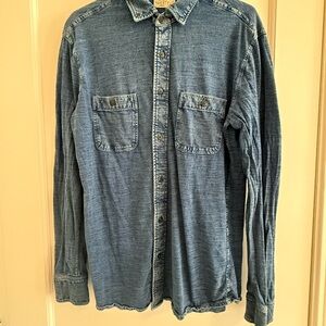 Faherty Mens Sunwashed Knit Shirt Small Blue